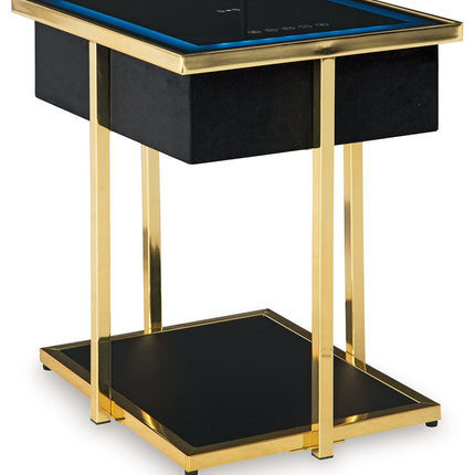 Rexwell - Black / Gold Finish - Accent Table With Speaker Signature Design by Ashley® 