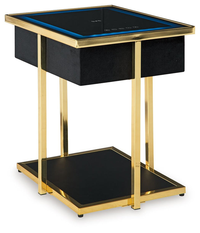 Rexwell - Black / Gold Finish - Accent Table With Speaker Signature Design by Ashley® 