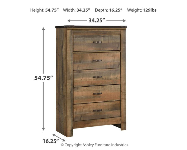 Trinell - Brown - Five Drawer Chest Ashley Furniture 