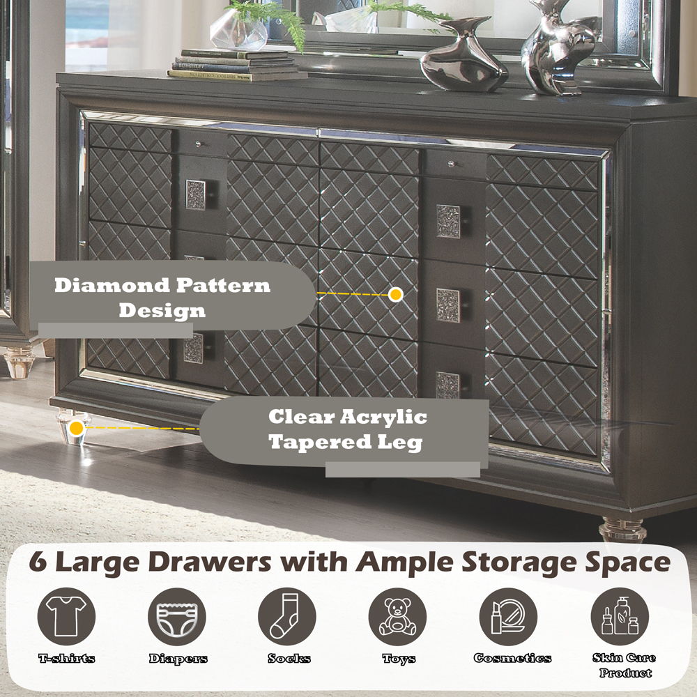 Sawyer - Dresser - Metallic Gray - Tony's Home Furnishings