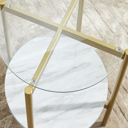 Wynora - White / Gold - Round End Table Ashley Furniture 