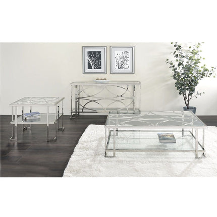 Kalan - Sofa Table - Glass & Silver - Tony's Home Furnishings