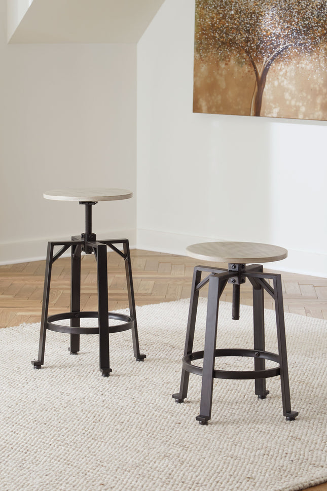 Karisslyn - Whitewash / Black - Swivel Stool (Set of 2) Signature Design by Ashley® 