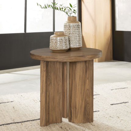 Austanny - Warm Brown - Round End Table Signature Design by Ashley® 