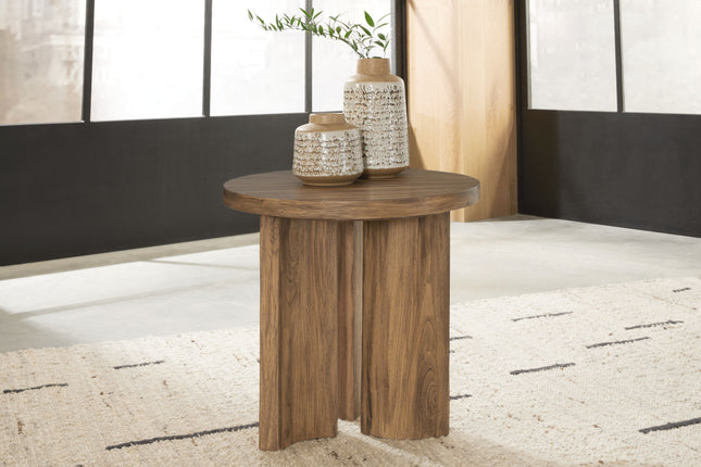 Austanny - Warm Brown - Round End Table Signature Design by Ashley® 