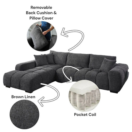 Chosen - Sectional Sofa With 3 Pillows ACME 