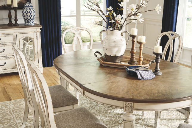 Realyn - Chipped White - Oval Dining Room Extension Table Ashley Furniture 