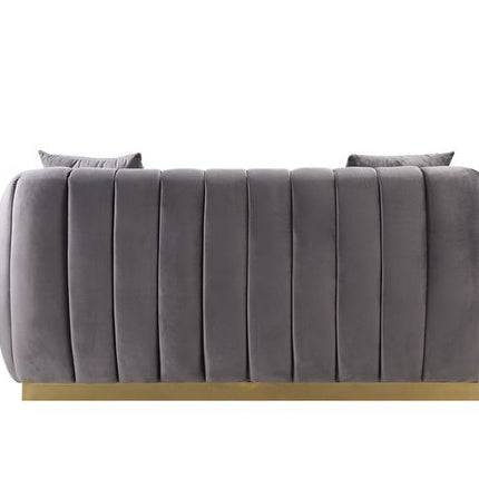 Elchanon - Loveseat - Gray Velvet & Gold Finish ACME 