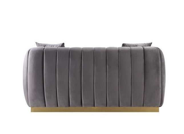 Elchanon - Loveseat - Gray Velvet & Gold Finish ACME 