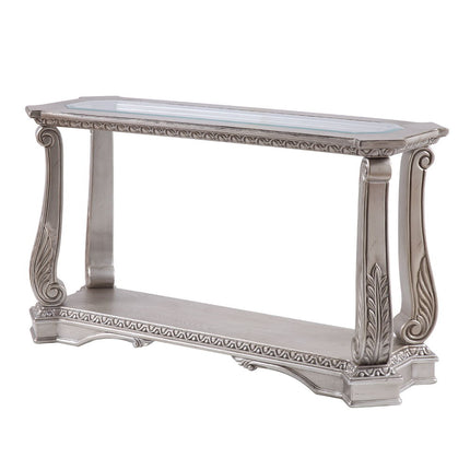 Northville - Accent Table - Antique Silver & Clear Glass ACME 