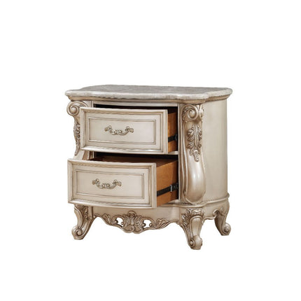 Gorsedd - Nightstand - Marble & Antique White ACME 