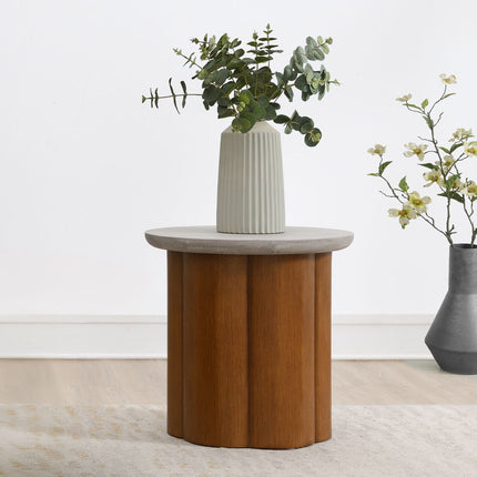 Evelyn - End Table - Faux Concrete Top & Walnut  Finish ACME 