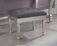 Thumbnail for Coralayne - Silver - Upholstered Stool - Tony's Home Furnishings
