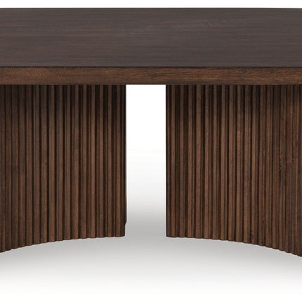 Korestone - Dark Brown - Oval Cocktail Table Signature Design by Ashley® 