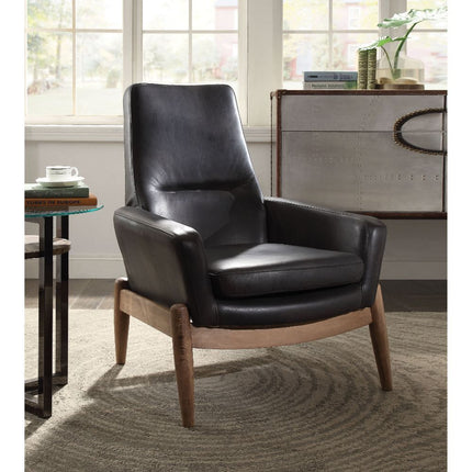 Dolphin - Accent Chair - Black Top Grain Leather ACME 