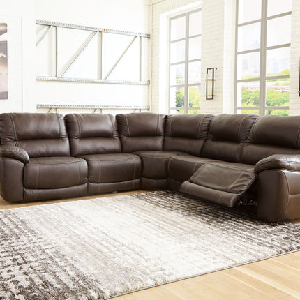 Dunleith - Chocolate - 5-Piece Power Reclining Sectional Signature Design by Ashley® 