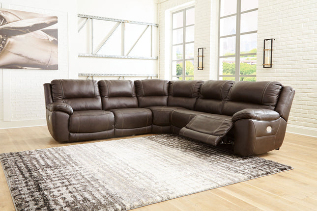 Dunleith - Chocolate - 5-Piece Power Reclining Sectional Signature Design by Ashley® 