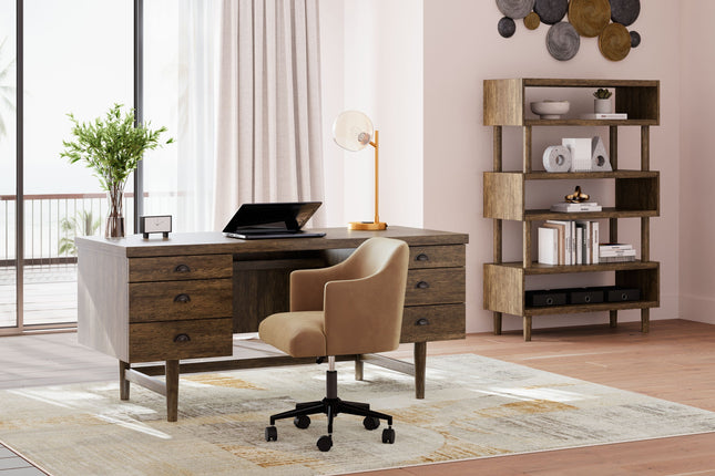 Austanny - Warm Brown - 3 Pc. - Home Office Desk, Chair, Bookcase - Tony's Home Furnishings