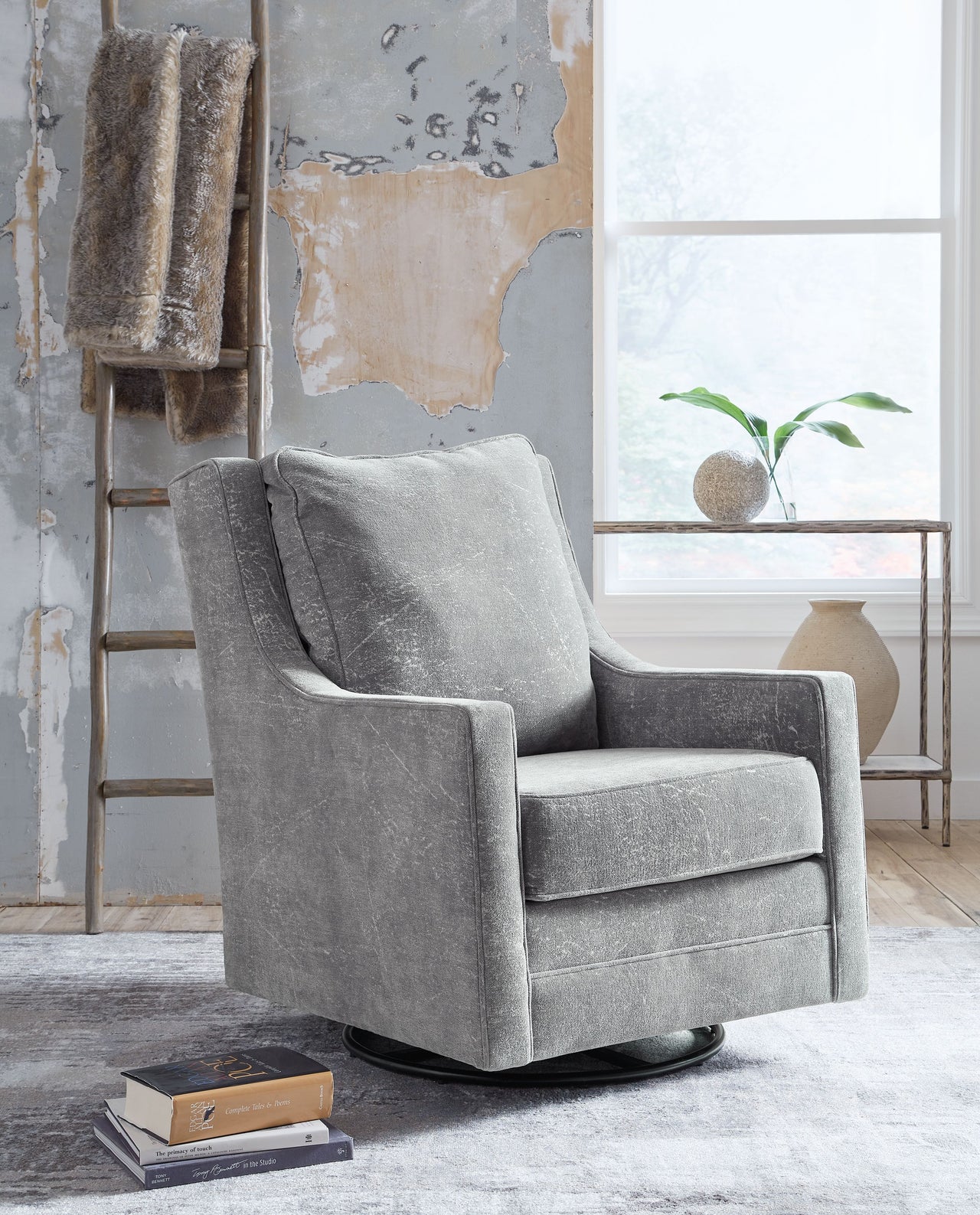 Kambria - Ash - Swivel Glider Accent Chair - Tony's Home Furnishings