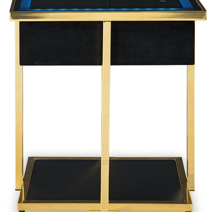 Rexwell - Black / Gold Finish - Accent Table With Speaker Signature Design by Ashley® 