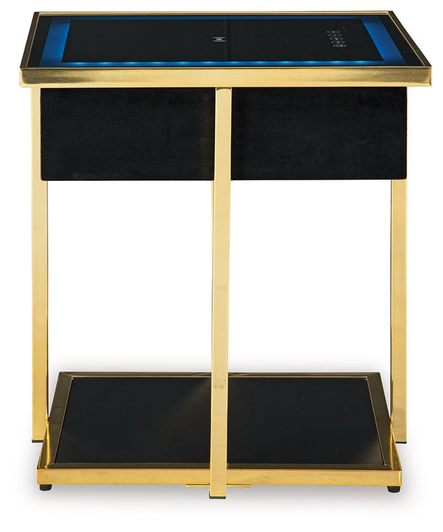 Rexwell - Black / Gold Finish - Accent Table With Speaker Signature Design by Ashley® 