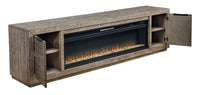 Thumbnail for Krystanza - Weathered Gray - TV Stand With Wide Fireplace Insert - Tony's Home Furnishings