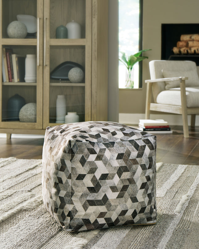 Albermarle - Gray / Brown - Pouf Signature Design by Ashley® 