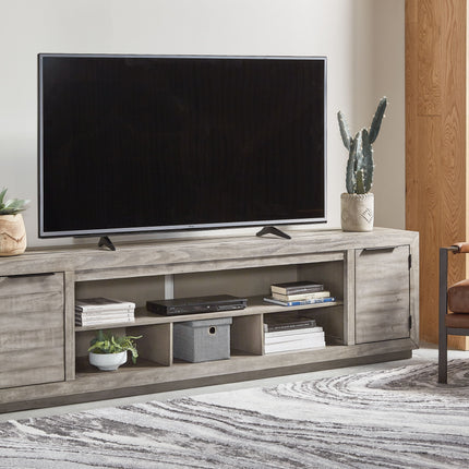 Naydell - Gray - 92" TV Stand With Wide Fireplace Insert Signature Design by Ashley® 