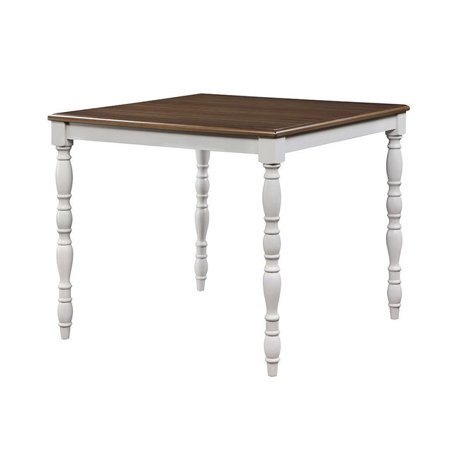 Bettina - Counter Height Table Set (5 Piece) - Beige Fabric, Antique White & Weathered Oak ACME 