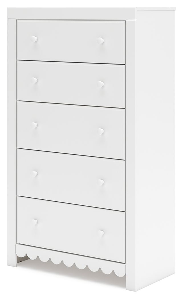 Mollviney - White - Five Drawer Chest - Tony's Home Furnishings