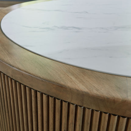 Camdill - Light Brown / White - Round Cocktail Table Signature Design by Ashley® 