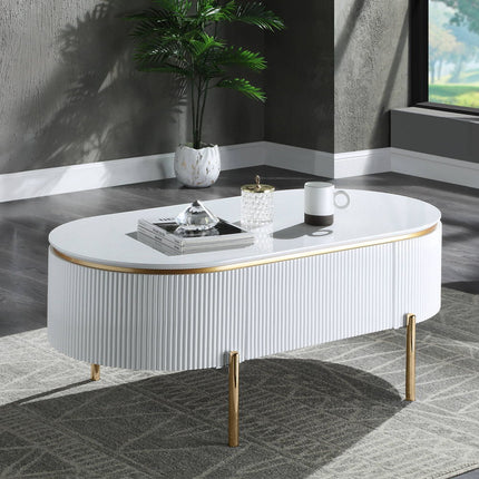 Daveigh - Coffee Table - White High & Gold - Tony's Home Furnishings