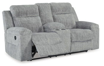 Buntington - Pewter - Dbl Reclining Loveseat With Console Benchcraft® 