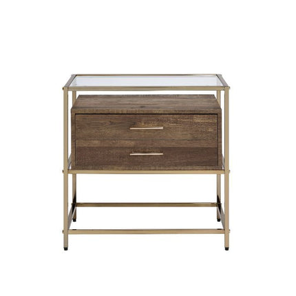 Knave - Accent Table - Walnut & Champagne Finish ACME 