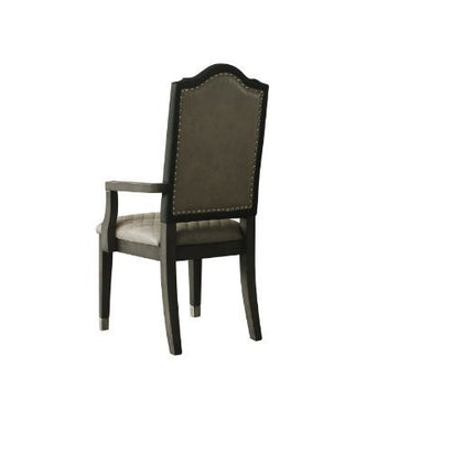 House - Beatrice Chair (Set of 2) - Two Tone Gray Fabric & Charcoal Finish ACME 