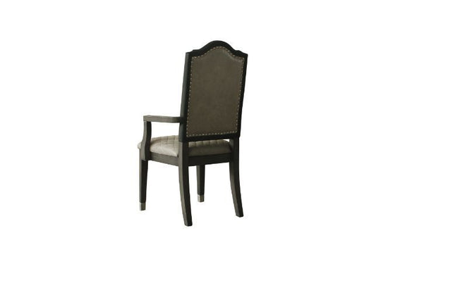 House - Beatrice Chair (Set of 2) - Two Tone Gray Fabric & Charcoal Finish ACME 