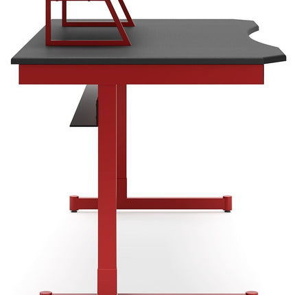 Lynxtyn - Red / Black - Home Office Desk With Raised Monitor Stand Signature Design by Ashley® 