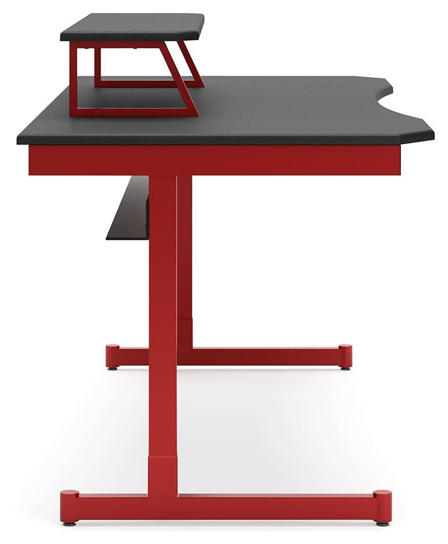 Lynxtyn - Red / Black - Home Office Desk With Raised Monitor Stand Signature Design by Ashley® 