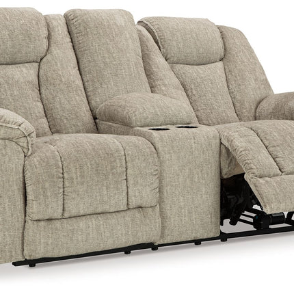 Hindmarsh - Stone - Power Reclining Loveseat With Console/ Adj Hdrst Signature Design by Ashley® 