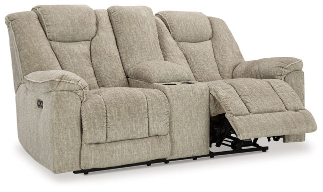 Hindmarsh - Stone - Power Reclining Loveseat With Console/ Adj Hdrst Signature Design by Ashley® 