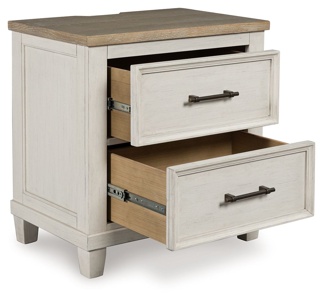 Shaybrock - Antique White / Brown - Two Drawer Night Stand - Tony's Home Furnishings