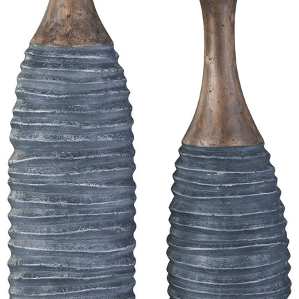 Blayze - Antique Gray / Brown - Vase Set (Set of 2) Ashley Furniture 