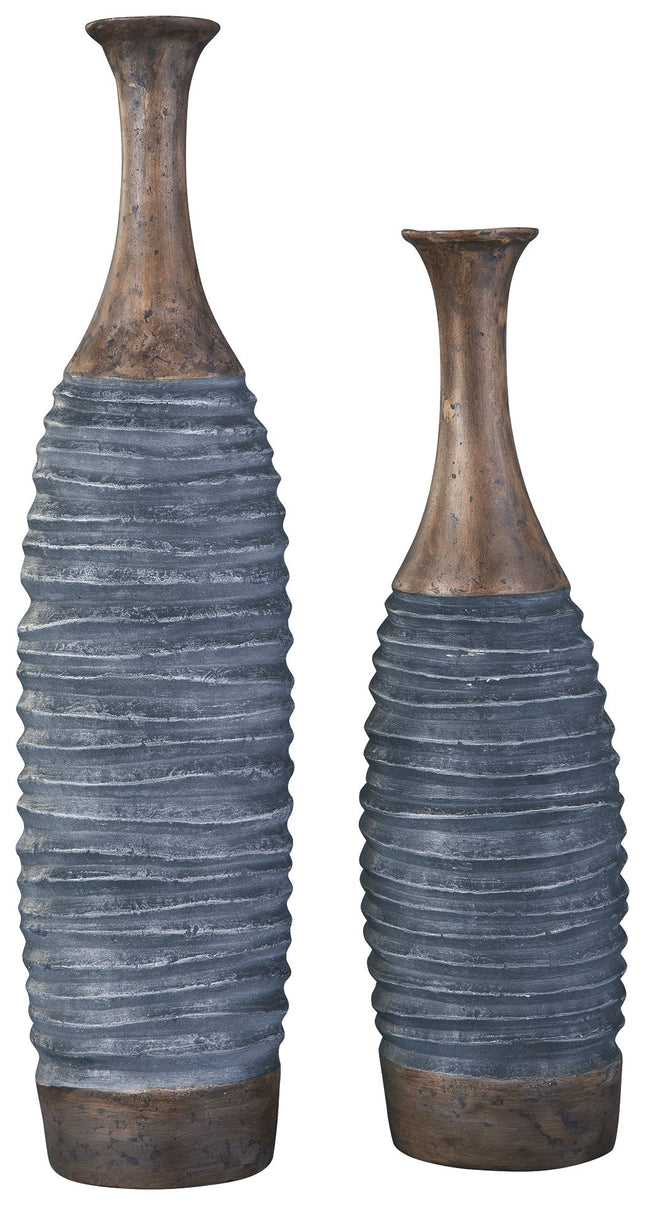 Blayze - Antique Gray / Brown - Vase Set (Set of 2) Ashley Furniture 