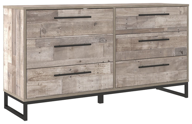 Neilsville - Whitewash - Six Drawer Dresser - Vinyl-Wrapped Signature Design by Ashley® 