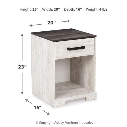 Shawburn - White / Black / Gray - One Drawer Night Stand - Open Cubby Signature Design by Ashley® 