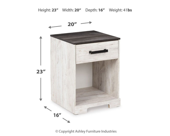 Shawburn - White / Black / Gray - One Drawer Night Stand - Open Cubby Signature Design by Ashley® 