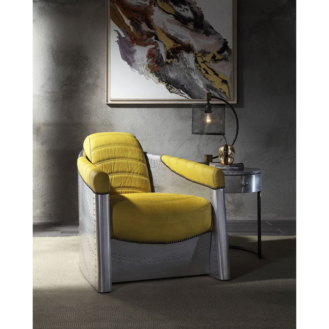 Brancaster - Accent Chair - Yellow Top Grain Leather & Aluminum ACME 