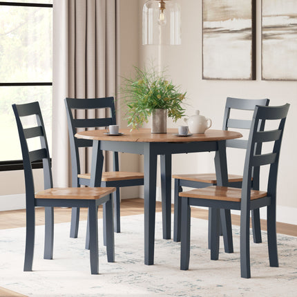 Gesthaven - Round Dining Room Drop Leaf Table Set Signature Design by Ashley® 