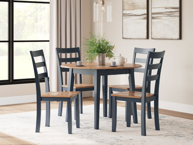 Gesthaven - Round Dining Room Drop Leaf Table Set Signature Design by Ashley® 