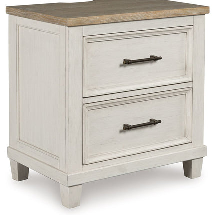 Shaybrock - Antique White / Brown - Two Drawer Night Stand - Tony's Home Furnishings